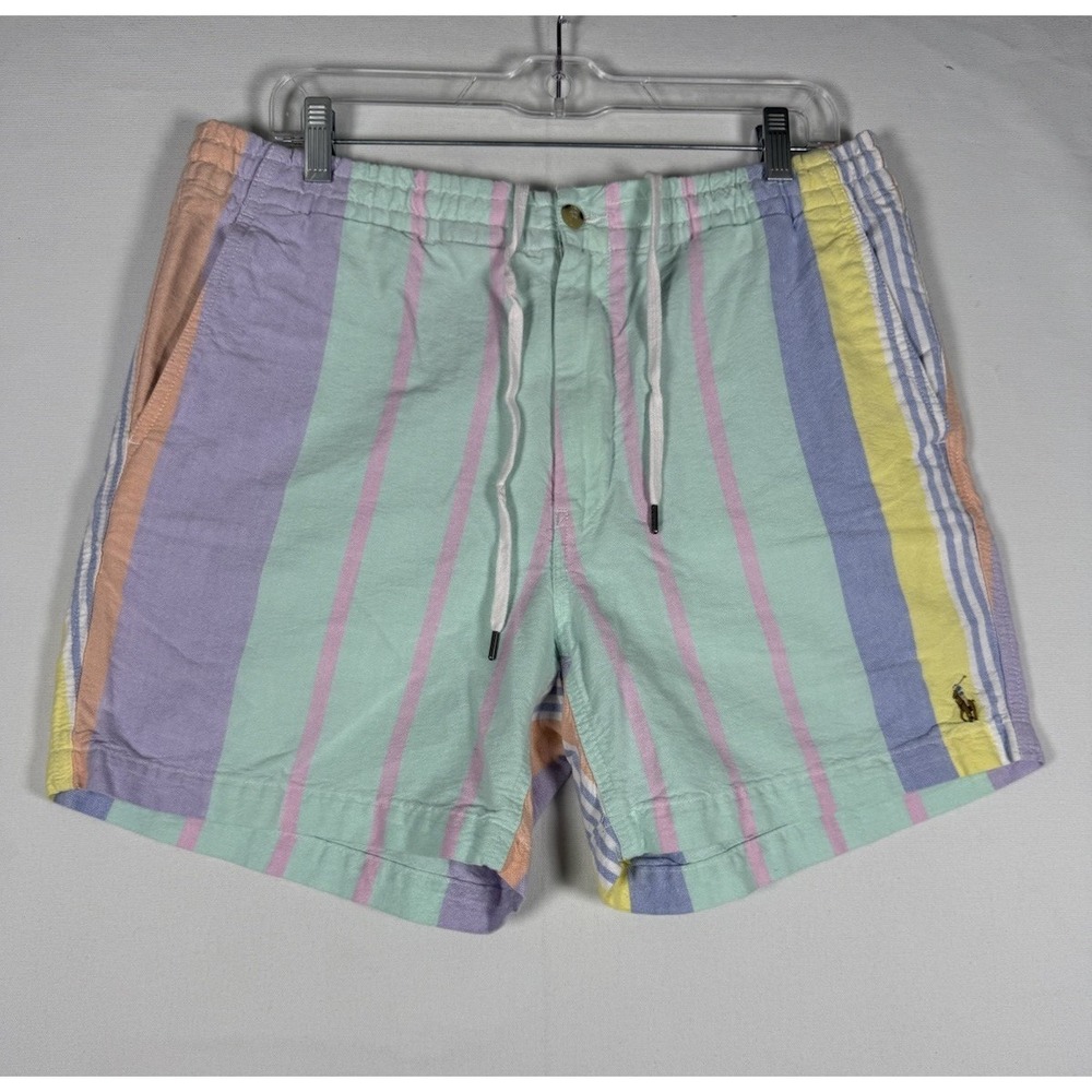 Polo Ralph Lauren Pastel Stripe Shorts Mens Large 6" Ins Preppy Beach Flesh Pony